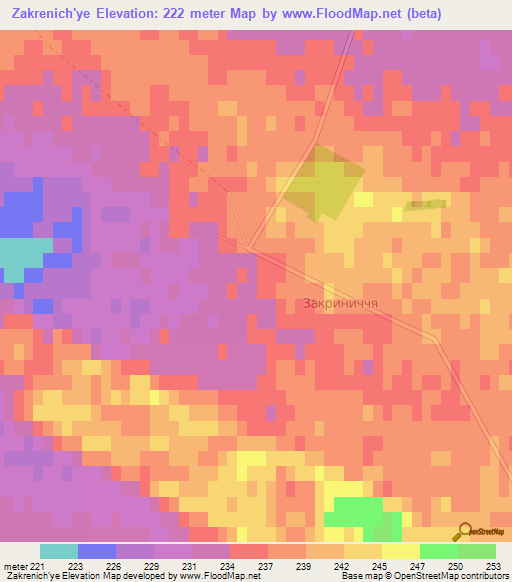 Zakrenich'ye,Ukraine Elevation Map