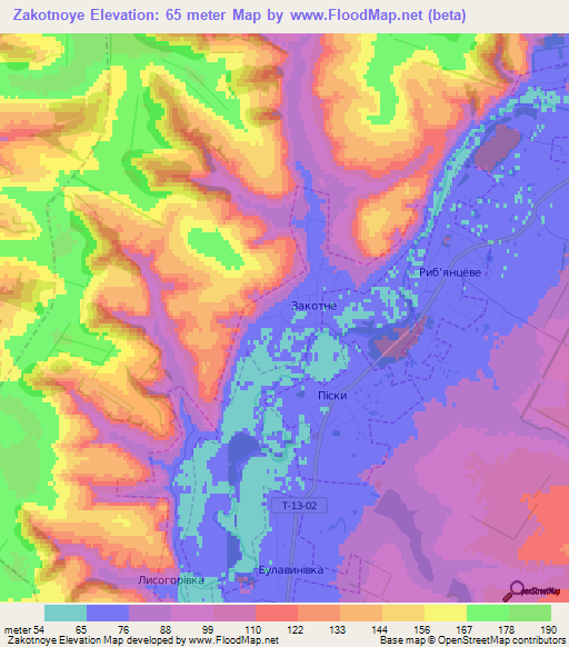 Zakotnoye,Ukraine Elevation Map