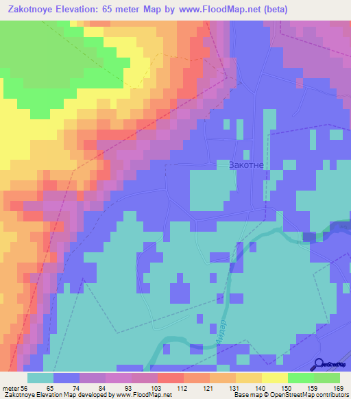 Zakotnoye,Ukraine Elevation Map