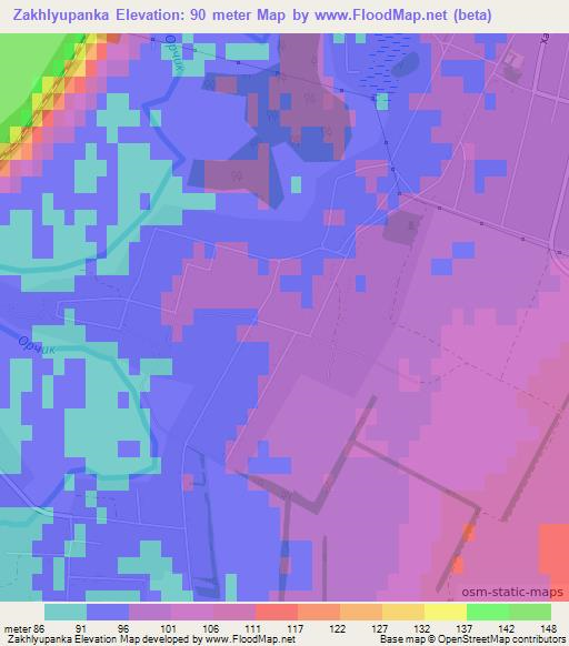Zakhlyupanka,Ukraine Elevation Map