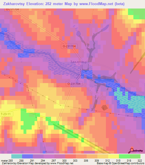 Zakharovtsy,Ukraine Elevation Map