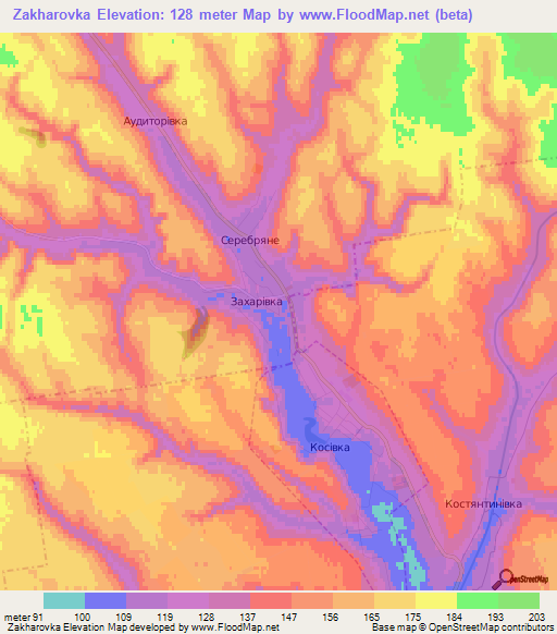 Zakharovka,Ukraine Elevation Map