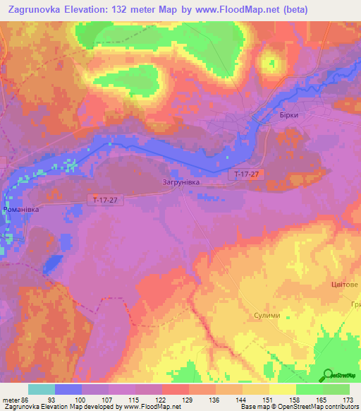 Zagrunovka,Ukraine Elevation Map