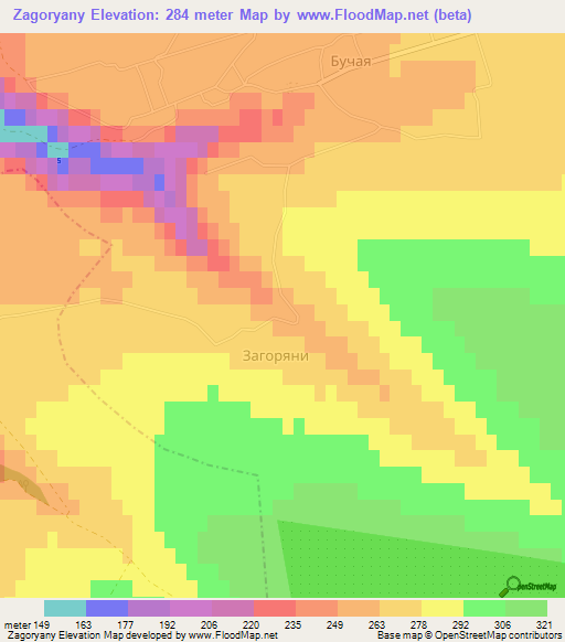 Zagoryany,Ukraine Elevation Map
