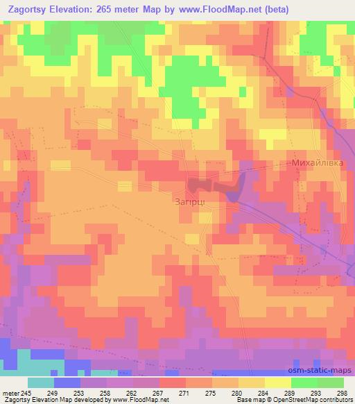 Zagortsy,Ukraine Elevation Map