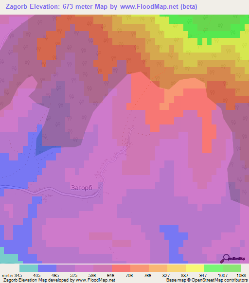 Zagorb,Ukraine Elevation Map