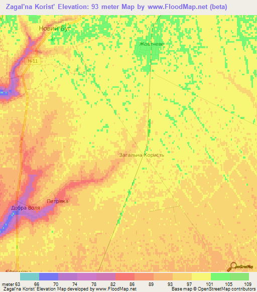 Zagal'na Korist',Ukraine Elevation Map