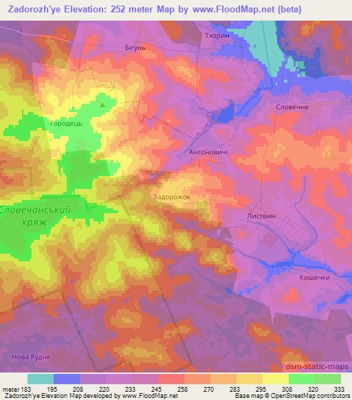 Zadorozh'ye,Ukraine Elevation Map