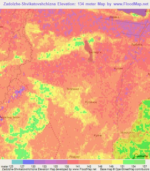 Zadolzhe-Shvikatovshchizna,Ukraine Elevation Map