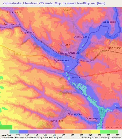Zadnishevka,Ukraine Elevation Map
