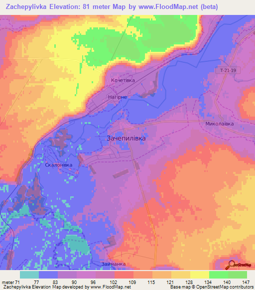 Zachepylivka,Ukraine Elevation Map