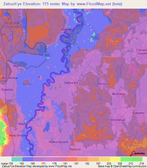 Zabuzh'ye,Ukraine Elevation Map