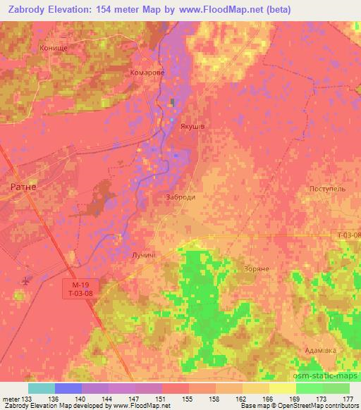 Zabrody,Ukraine Elevation Map