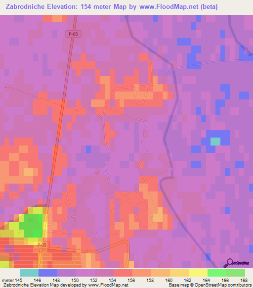 Zabrodniche,Ukraine Elevation Map