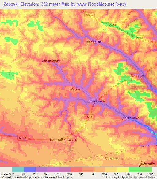 Zaboyki,Ukraine Elevation Map