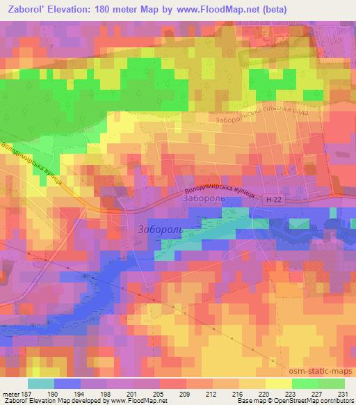 Zaborol',Ukraine Elevation Map