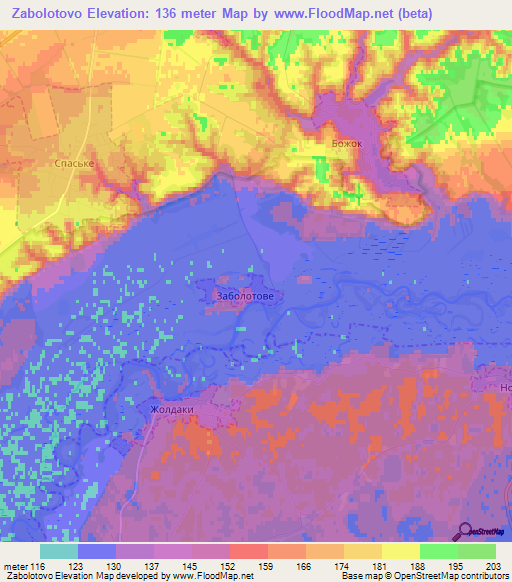 Zabolotovo,Ukraine Elevation Map