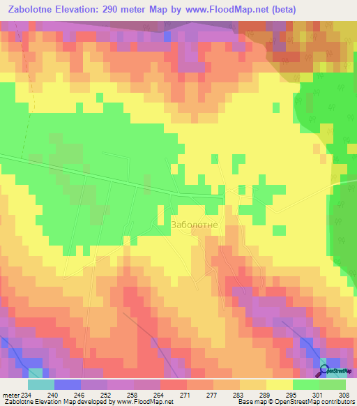 Zabolotne,Ukraine Elevation Map