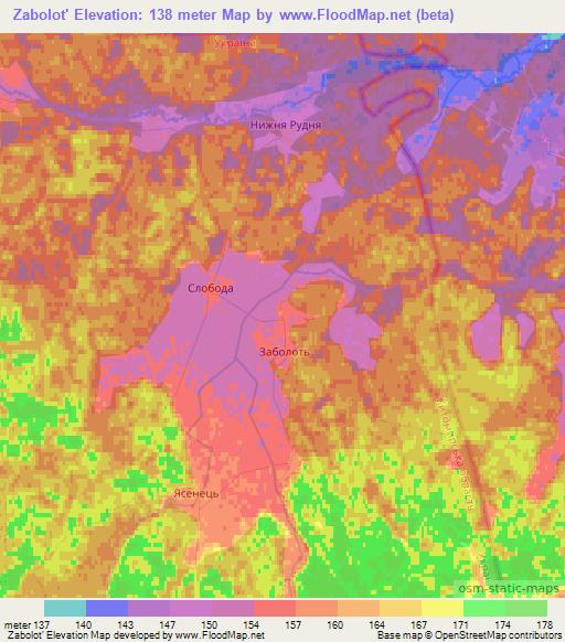 Zabolot',Ukraine Elevation Map