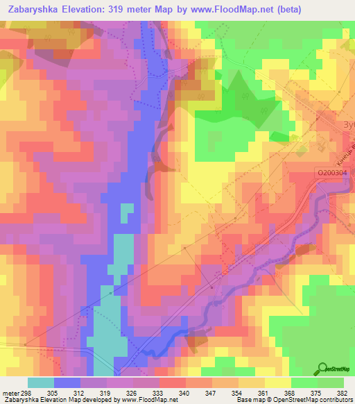 Zabaryshka,Ukraine Elevation Map