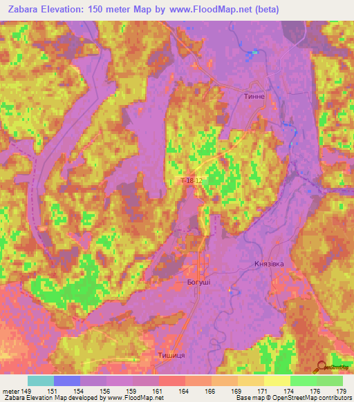 Zabara,Ukraine Elevation Map