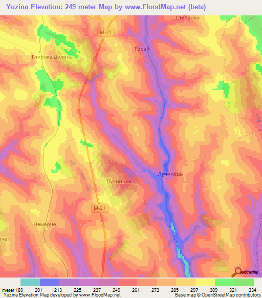 Yuzina,Ukraine Elevation Map