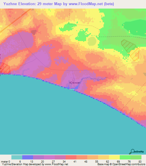 Yuzhne,Ukraine Elevation Map