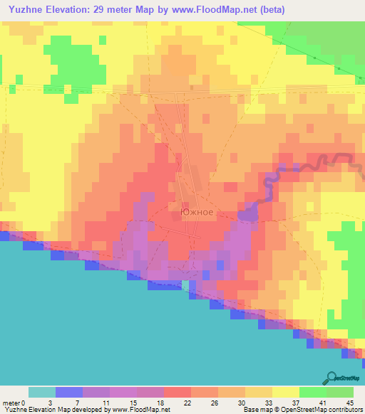 Yuzhne,Ukraine Elevation Map