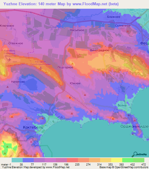 Yuzhne,Ukraine Elevation Map