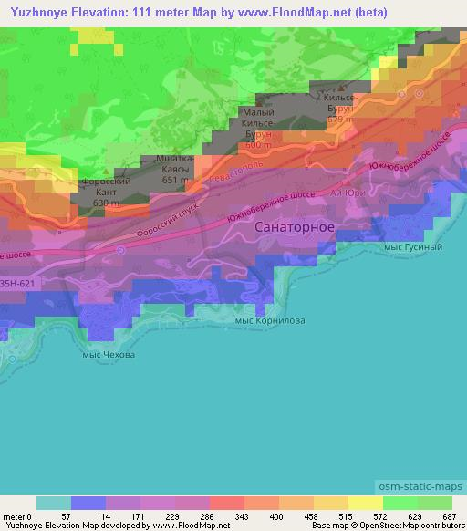 Yuzhnoye,Ukraine Elevation Map