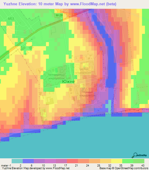 Yuzhne,Ukraine Elevation Map