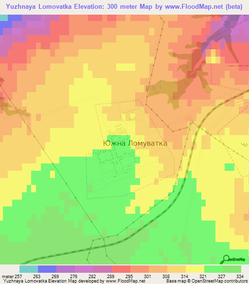 Yuzhnaya Lomovatka,Ukraine Elevation Map