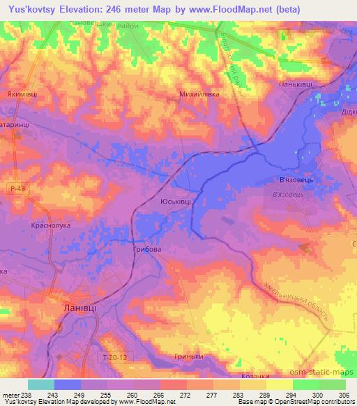 Yus'kovtsy,Ukraine Elevation Map