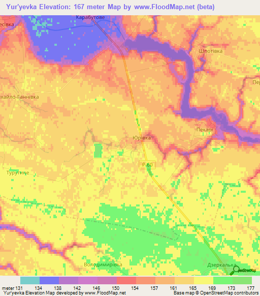 Yur'yevka,Ukraine Elevation Map