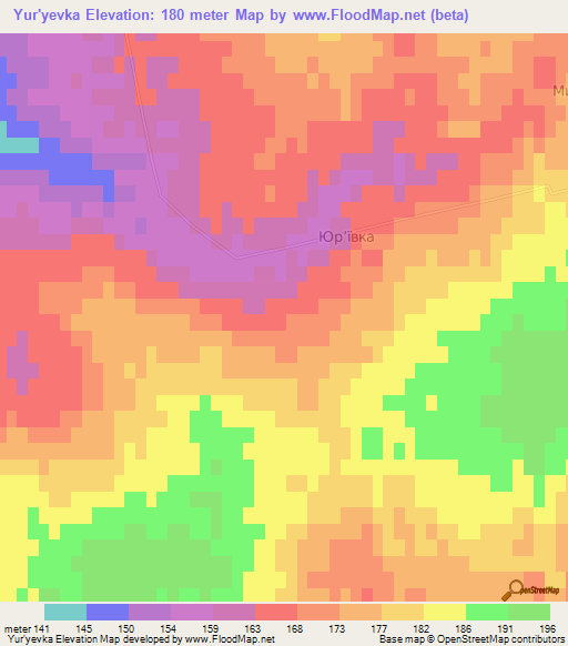 Yur'yevka,Ukraine Elevation Map