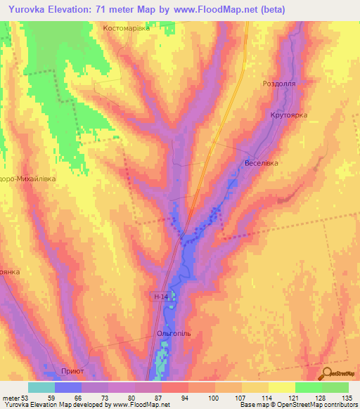 Yurovka,Ukraine Elevation Map