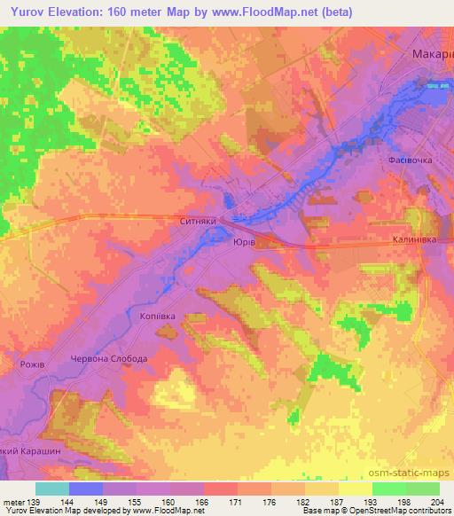 Yurov,Ukraine Elevation Map