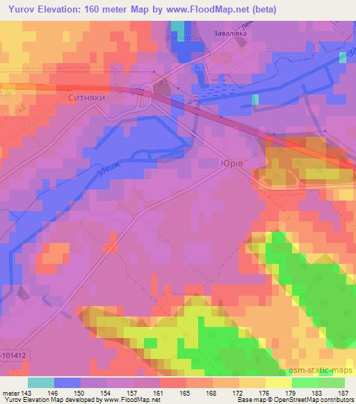 Yurov,Ukraine Elevation Map