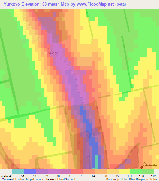 Yurkovo,Ukraine Elevation Map