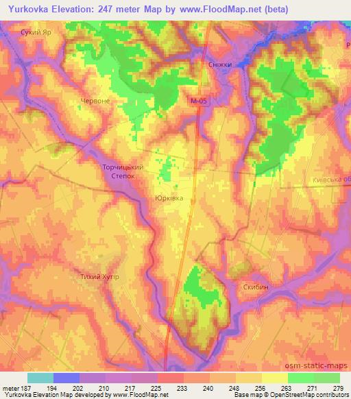 Yurkovka,Ukraine Elevation Map