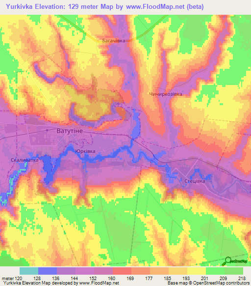 Yurkivka,Ukraine Elevation Map