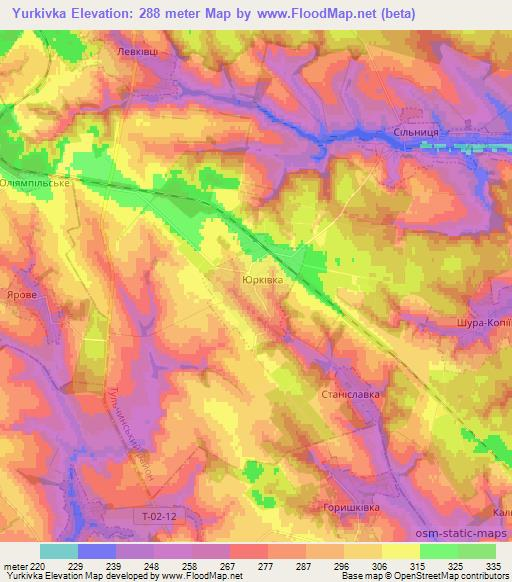 Yurkivka,Ukraine Elevation Map