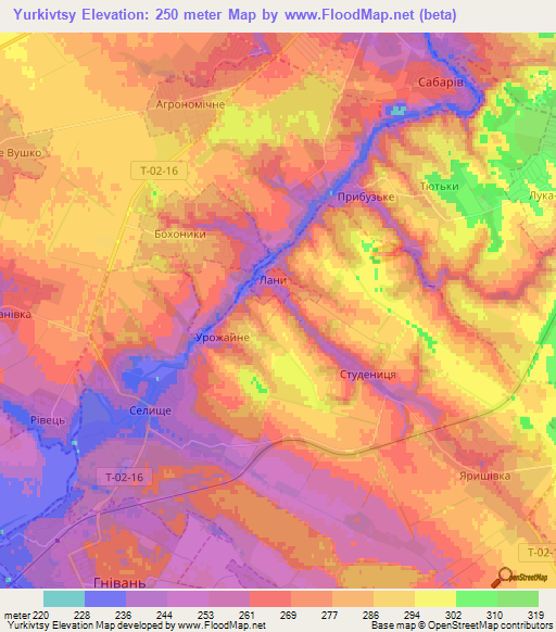 Yurkivtsy,Ukraine Elevation Map