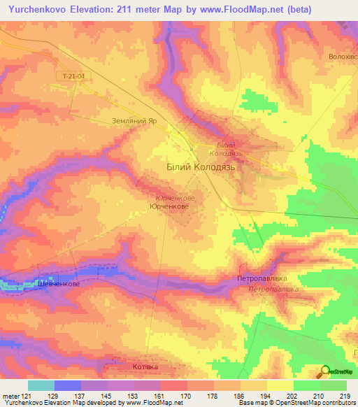 Yurchenkovo,Ukraine Elevation Map