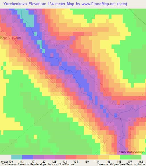 Yurchenkovo,Ukraine Elevation Map