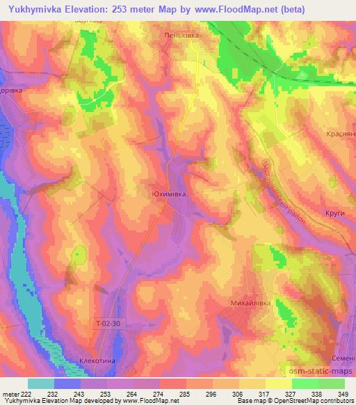 Yukhymivka,Ukraine Elevation Map