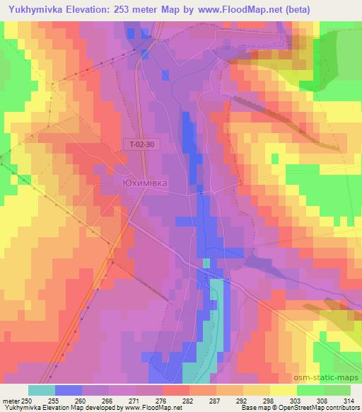 Yukhymivka,Ukraine Elevation Map