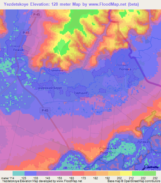 Yezdetskoye,Ukraine Elevation Map
