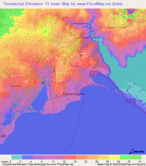 Yevpatoriya,Ukraine Elevation Map