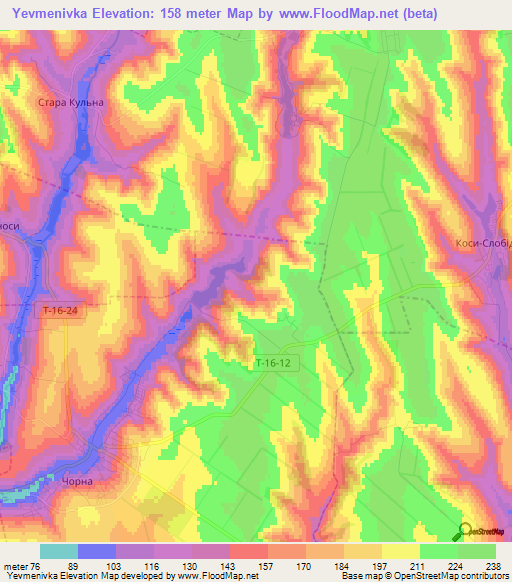 Yevmenivka,Ukraine Elevation Map